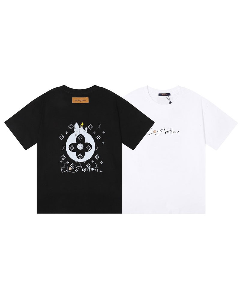 ヴィトン Ｔシャツ半袖お洒落可愛いスヌーピーモノグラム付きコットンティシャツトップス男女向け
