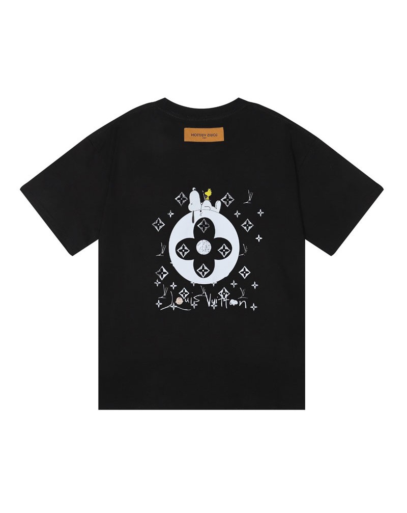 ヴィトン Ｔシャツ半袖お洒落可愛いスヌーピーモノグラム付きコットンティシャツトップス男女向け