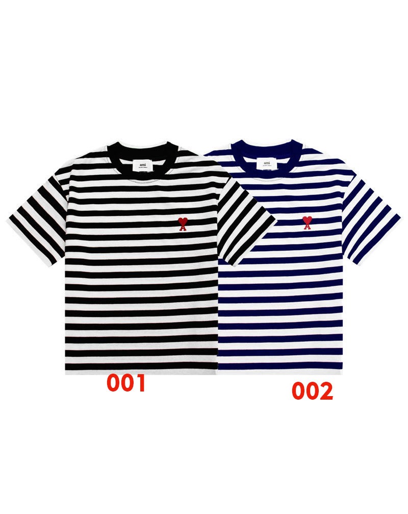 アミパリス Ｔシャツ半袖ストライプファッションお洒落ティシャツ短袖メンズレディース向け人気上着