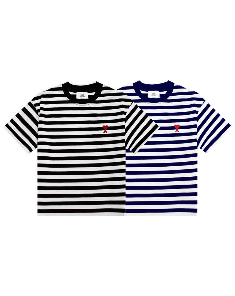 アミパリス Ｔシャツ半袖ストライプファッションお洒落ティシャツ短袖メンズレディース向け人気上着