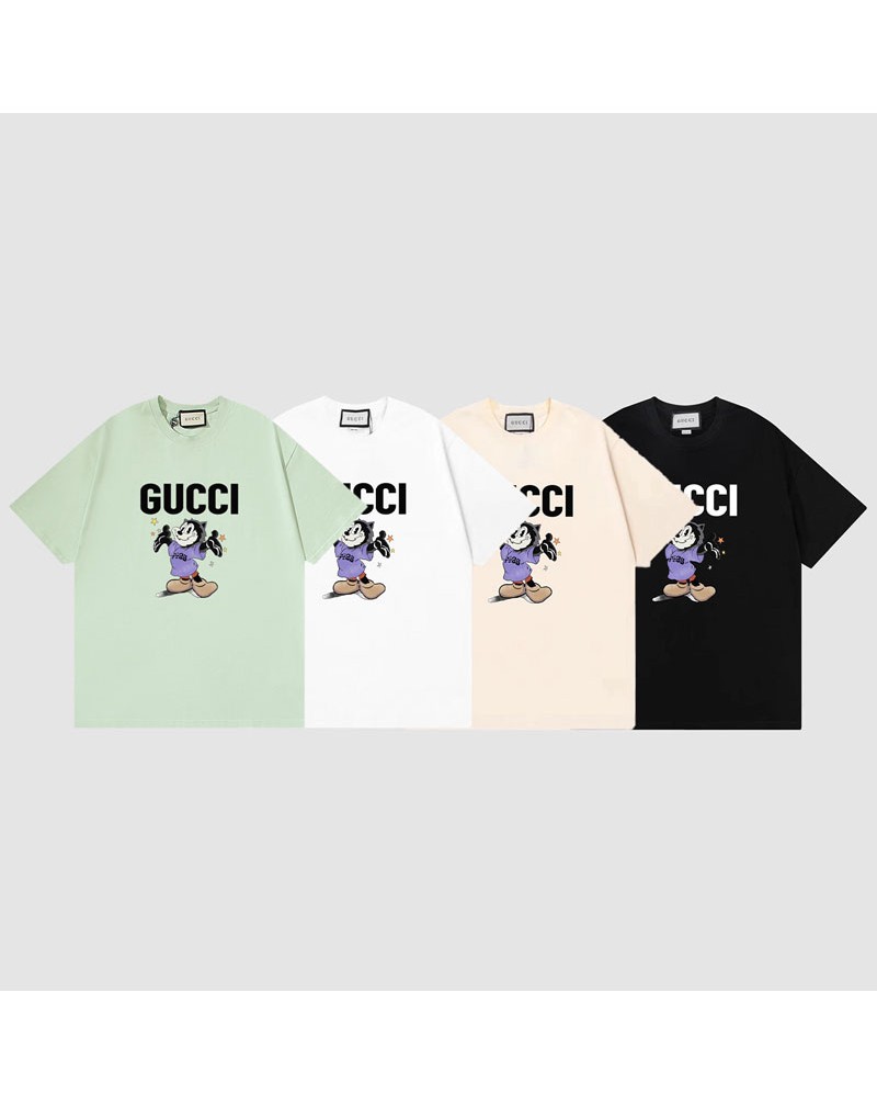 グッチ ミッキーコラボ tシャツ半袖お洒落可愛いティシャツブランド短袖コットン肌に柔らかい通気性よい