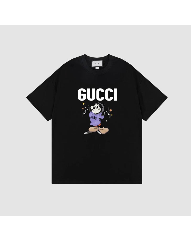 グッチ ミッキーコラボ tシャツ半袖お洒落可愛いティシャツブランド短袖コットン肌に柔らかい通気性よい