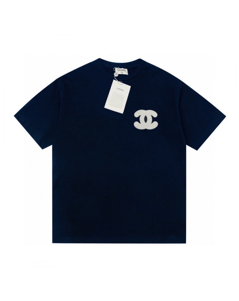 シャネルTシャツお洒落小香風tシャツ半袖人気ブランド短袖トップス男女兼用ネイビー精緻タオル刺繡高級 シャネルTシャツお洒落小香風tシャツ半袖人気ブランド短袖トップス男女兼用ネイビー精緻タオル刺繡高級