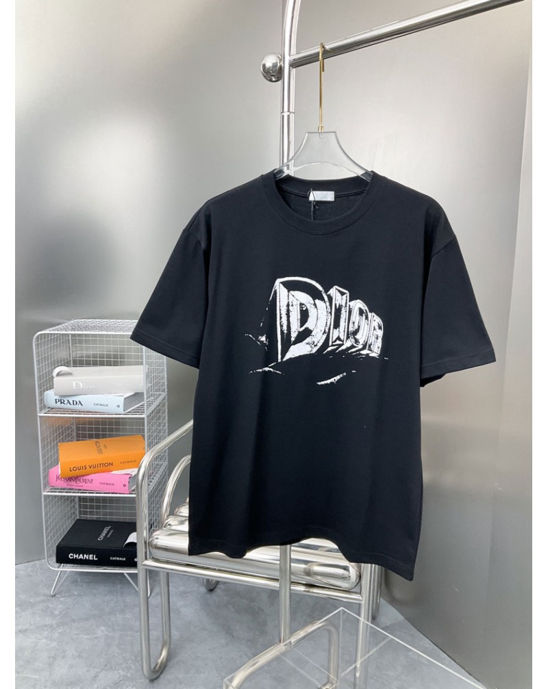 ディオール 半袖Ｔシャツお洒落プリント新作短袖ペアお揃い人気カジュアル