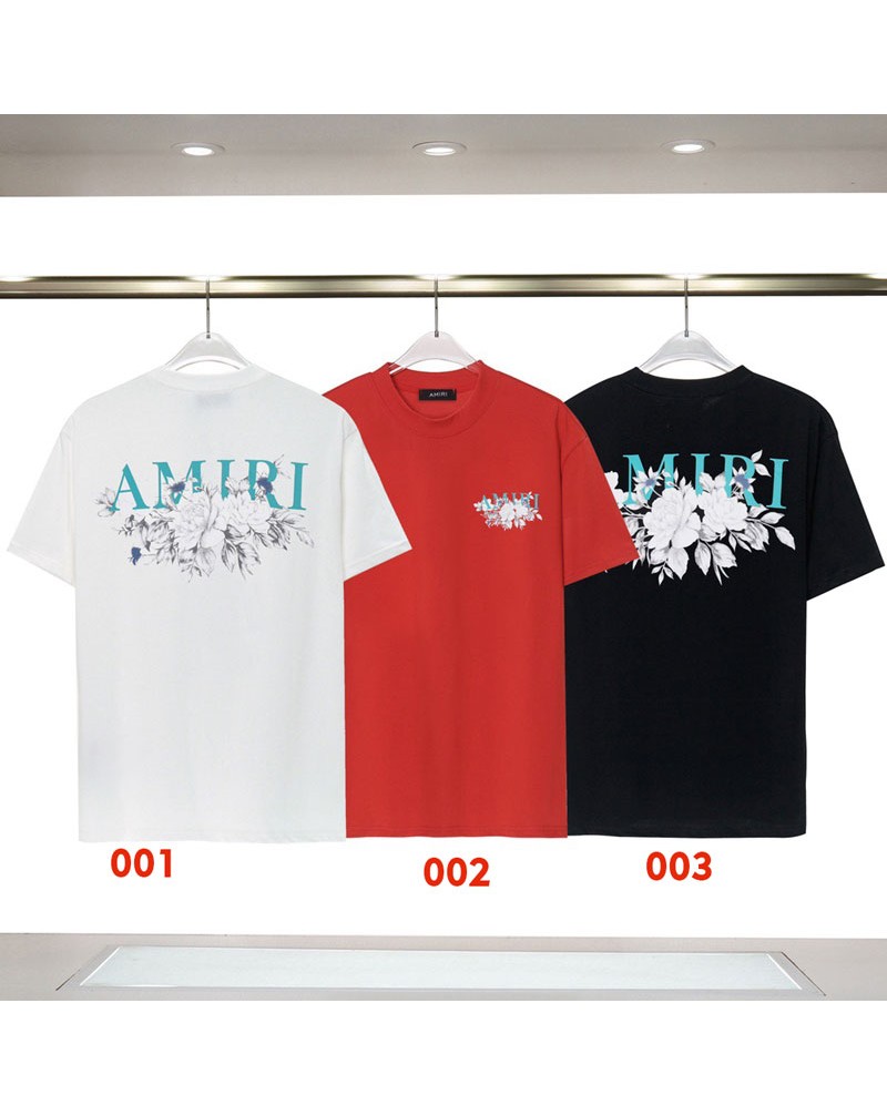 アミリ Tシャツ半袖お洒落花プリント付き個性潮流ティシャツ短袖男女向け アミリ Tシャツ半袖お洒落花プリント付き個性潮流ティシャツ短袖男女向け