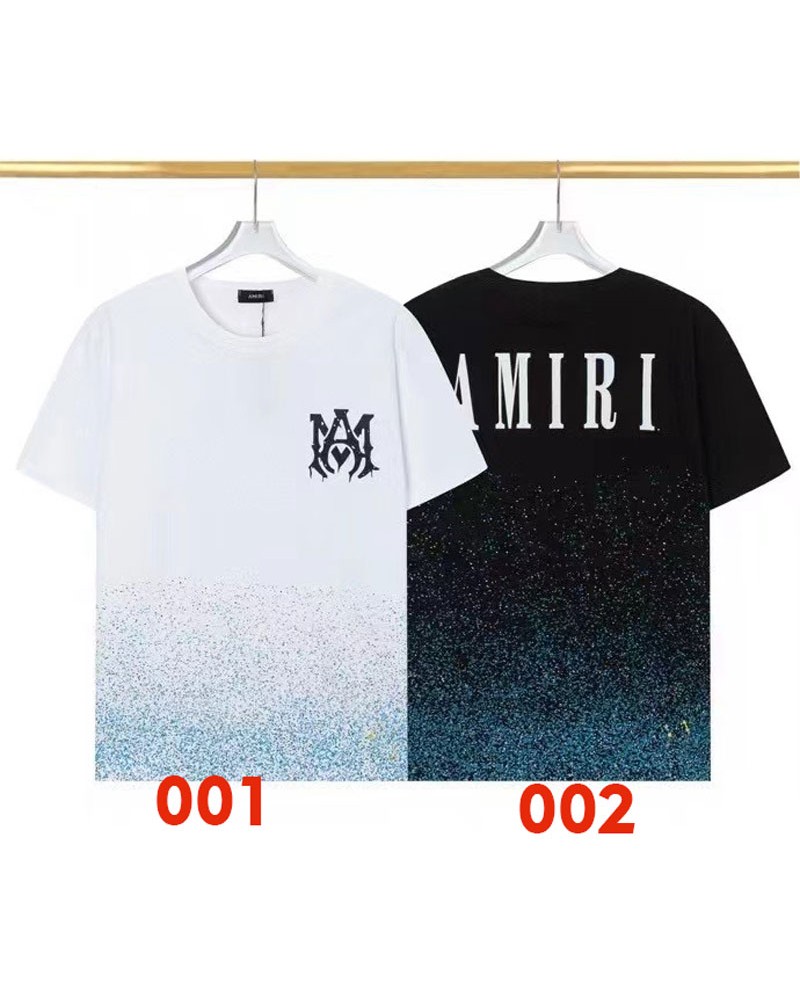 アミリ 半袖人気欧米風潮流AMIRI Tシャツ半袖綺麗星空プリント付きティシャツ短袖トップスペアお揃い