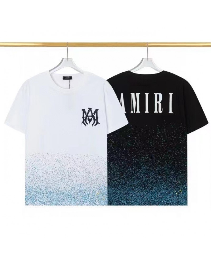 アミリ 半袖人気欧米風潮流AMIRI Tシャツ半袖綺麗星空プリント付きティシャツ短袖トップスペアお揃い