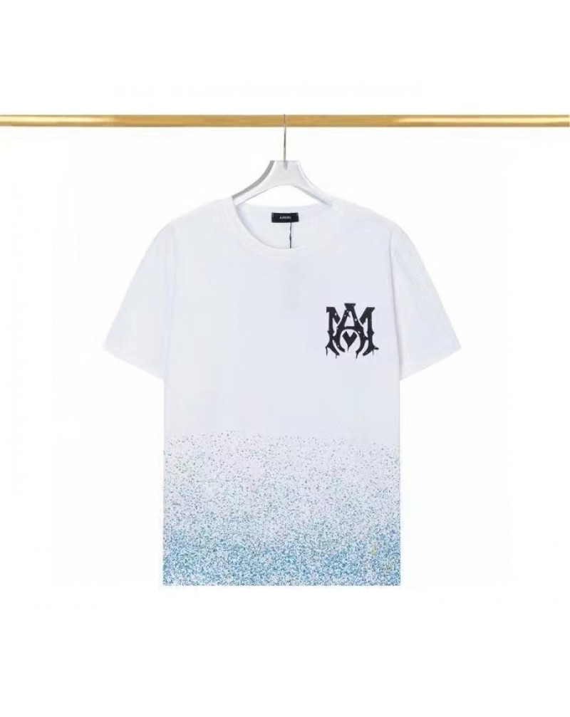 アミリ 半袖人気欧米風潮流AMIRI Tシャツ半袖綺麗星空プリント付きティシャツ短袖トップスペアお揃い