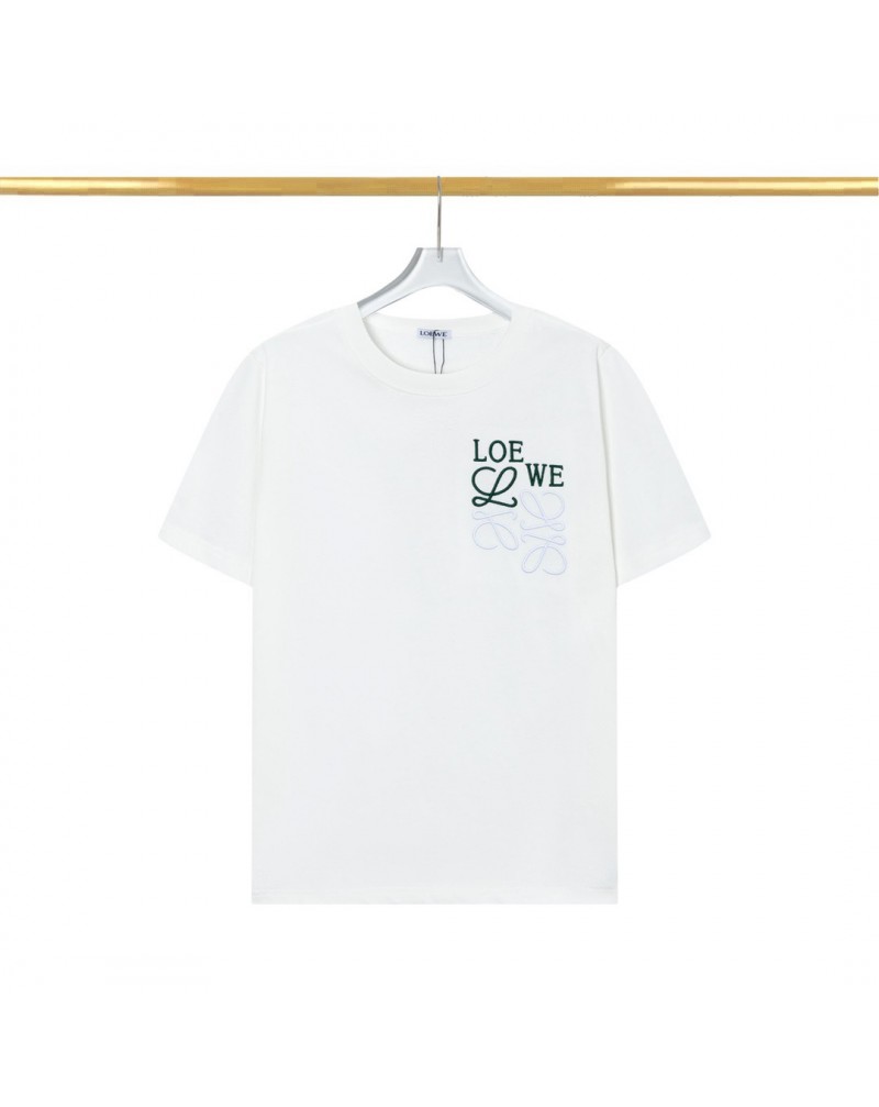 ロエベ Tシャツ半袖精緻刺繍混色ファッションティシャツトップス黒白ペアルック