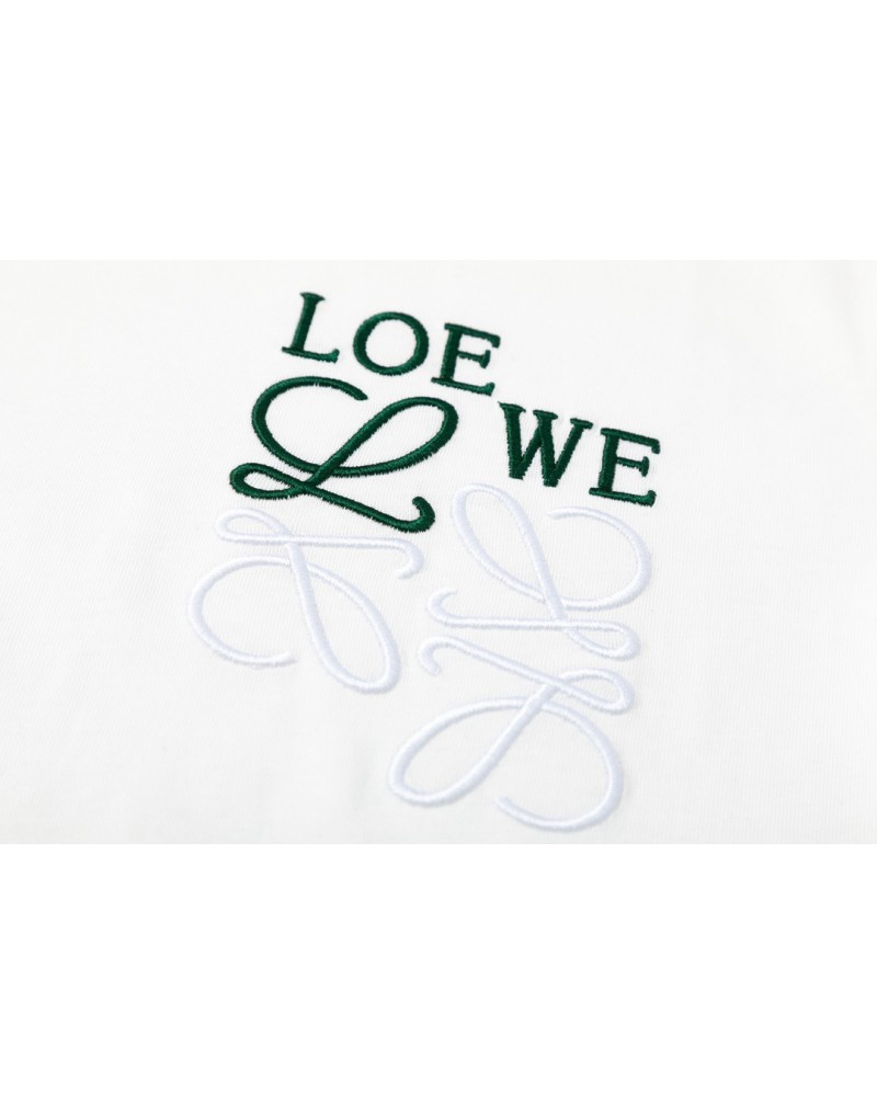 ロエベ Tシャツ半袖精緻刺繍混色ファッションティシャツトップス黒白ペアルック