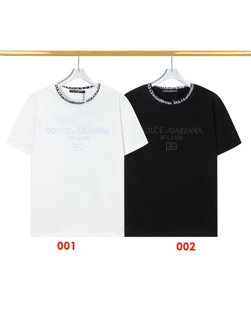 D&G Tシャツ半袖精緻刺繍英文字ファッション人気ティシャツ短袖男女兼用