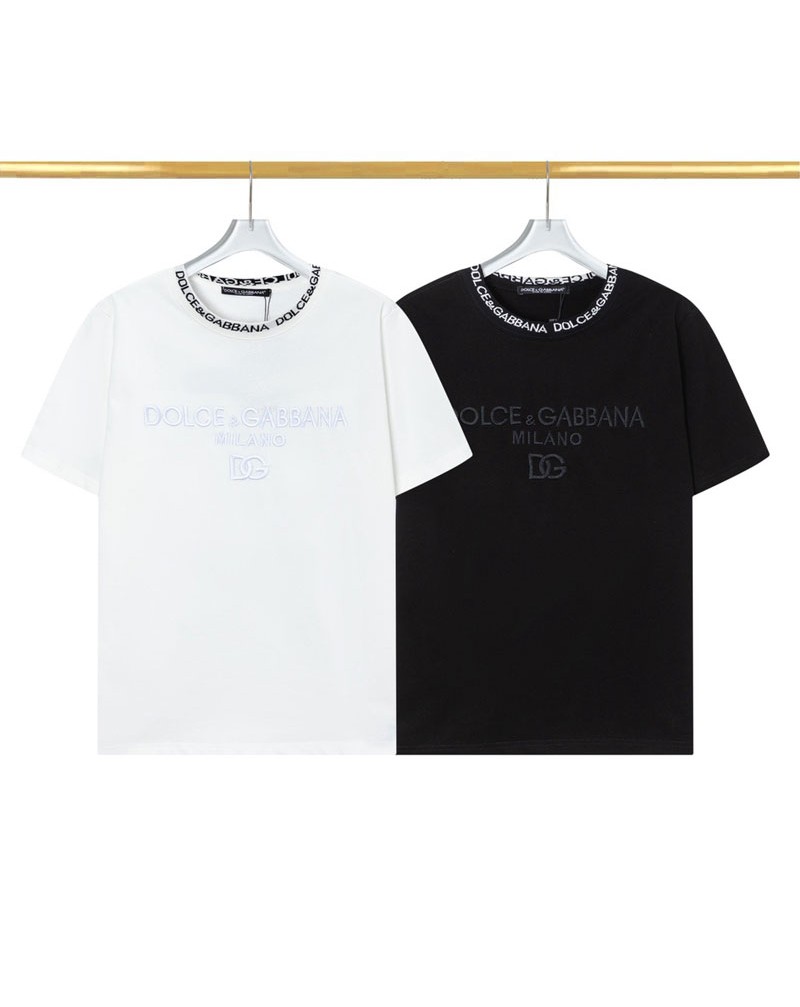 D&G Tシャツ半袖精緻刺繍英文字ファッション人気ティシャツ短袖男女兼用