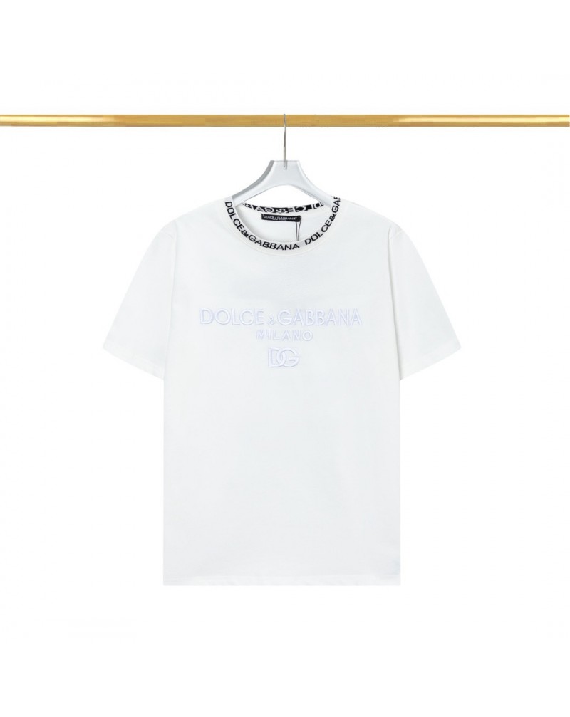 D&G Tシャツ半袖精緻刺繍英文字ファッション人気ティシャツ短袖男女兼用