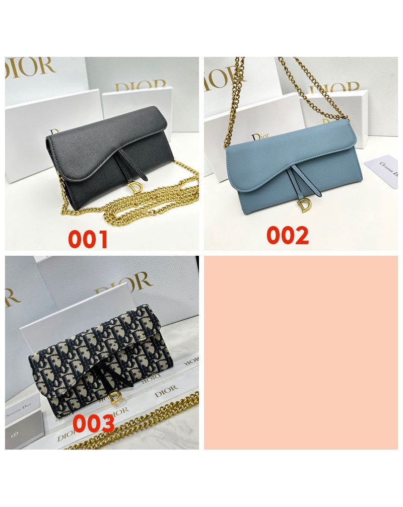ディオール 長財布 海外人気ショルダー長財布 ２点セット高級財布 チェーン肩紐付き