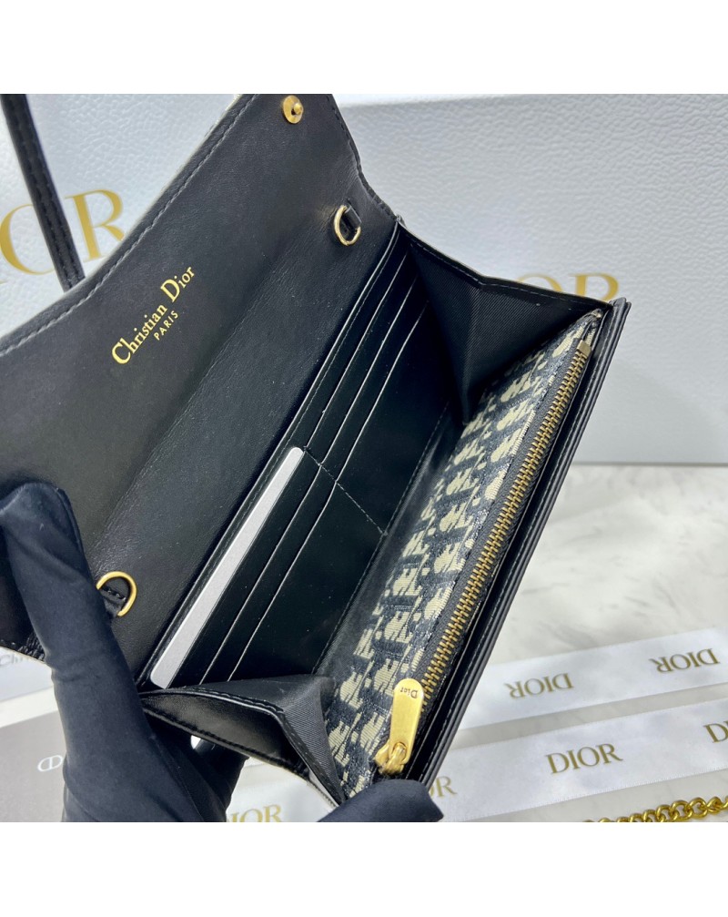 ディオール 長財布 海外人気ショルダー長財布 ２点セット高級財布 チェーン肩紐付き