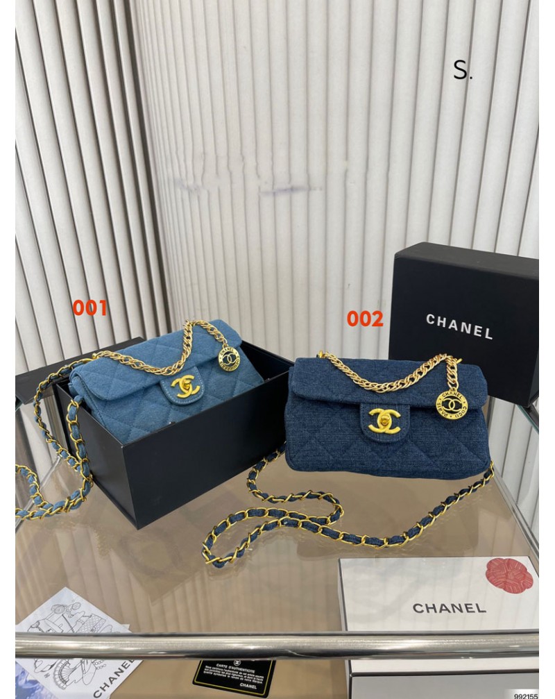シャネル ショルダーバックデニムお洒落小香風ファッション人気チェーン肩紐付き高級カバン