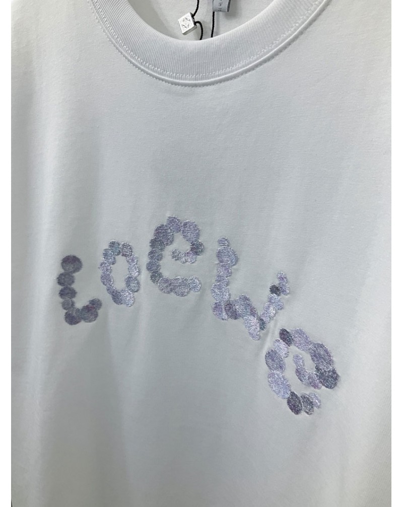 ロエベ Tシャツ半袖精緻刺繍ロゴ個性潮流ティシャツコットントップス男女向け