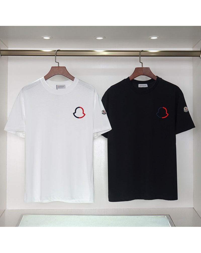 モンクレールTシャツ半袖精緻刺繍ロゴ丸首ティシャツコットン製男女向け