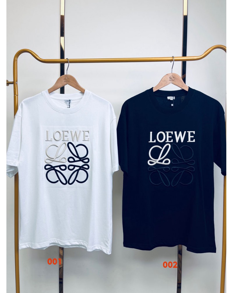 ロエベ Tシャツ半袖精緻刺繍高級ティシャツコットントップスペアお揃い超人気