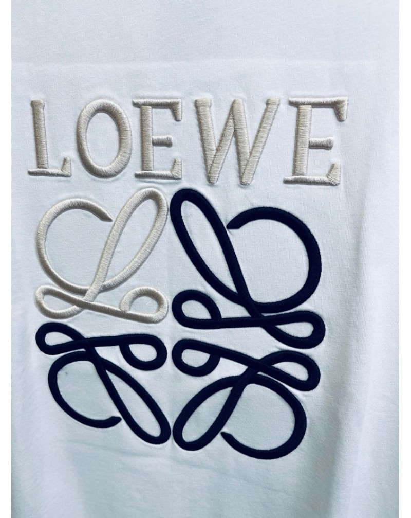 ロエベ Tシャツ半袖精緻刺繍高級ティシャツコットントップスペアお揃い超人気