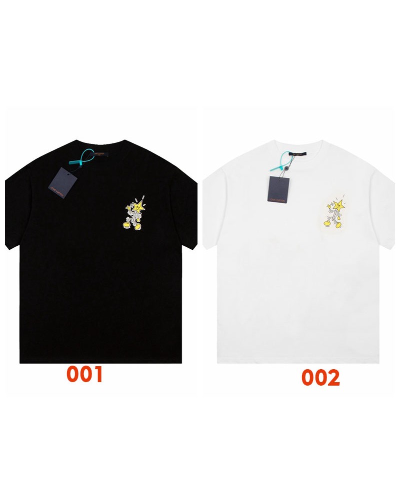 ヴィトン Tシャツ半袖個性落書き潮流人気ティシャツ短袖ペアお揃いコットン肌に柔らかい