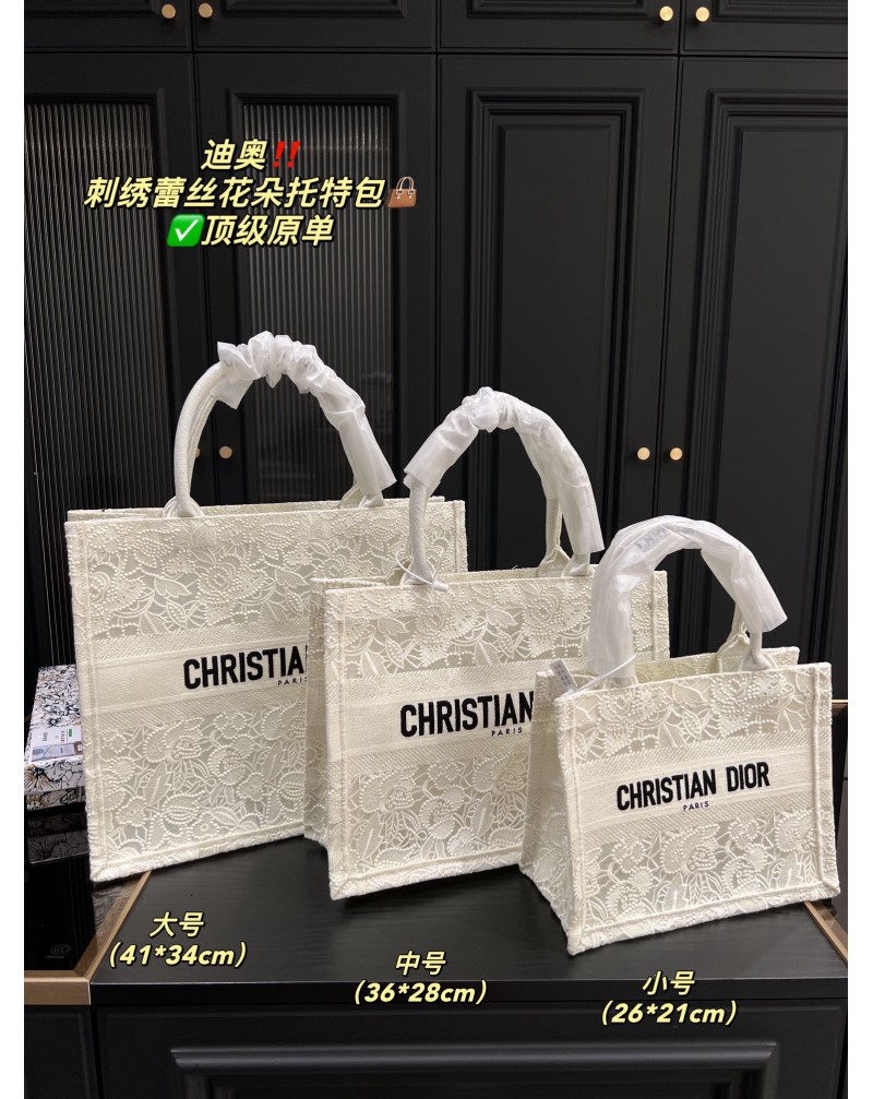 ディオール トートバックファッション高品質レース刺繍高級感ミニトートバックTOP 海外爆人気