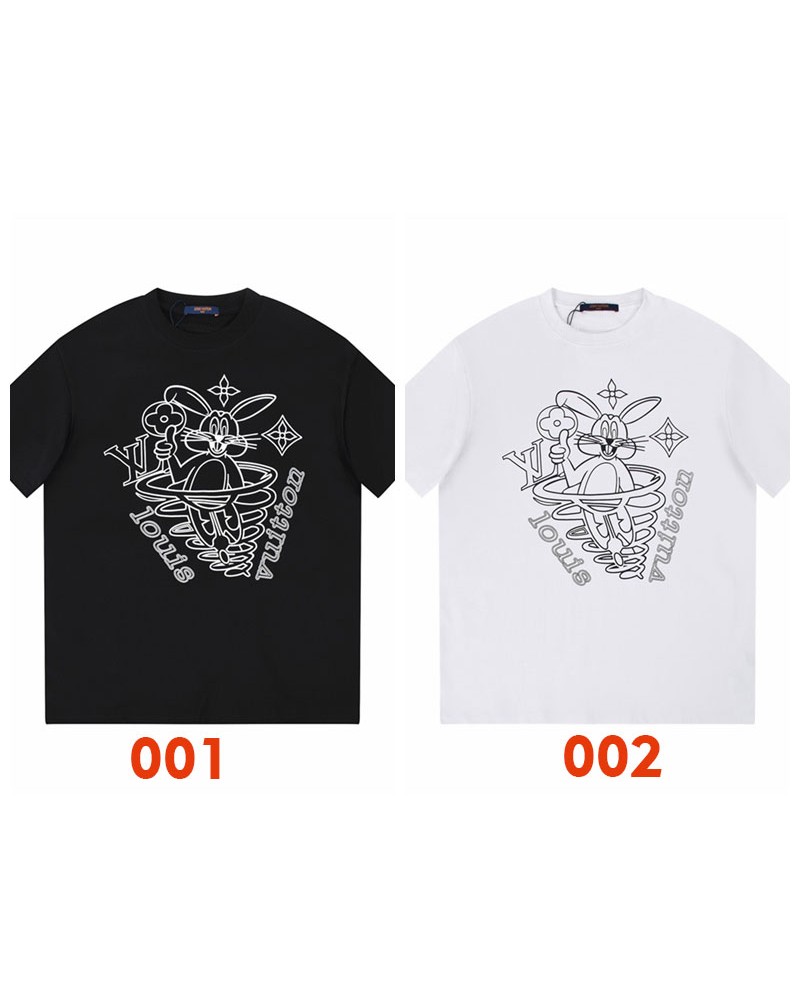 ヴィトン Ｔシャツ可愛いうさぎプリント付きお洒落ティシャツコットン製肌に柔らかいソフト通気性よい