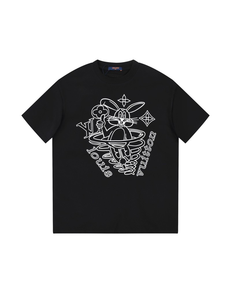 ヴィトン Ｔシャツ可愛いうさぎプリント付きお洒落ティシャツコットン製肌に柔らかいソフト通気性よい