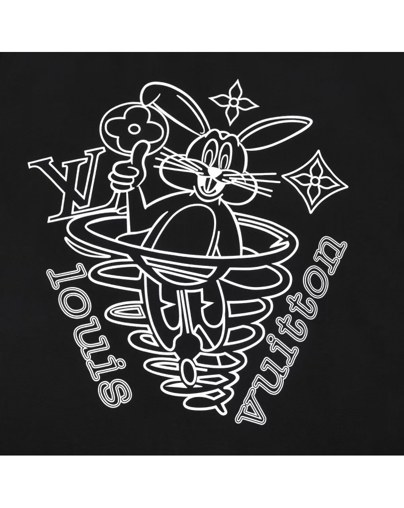ヴィトン Ｔシャツ可愛いうさぎプリント付きお洒落ティシャツコットン製肌に柔らかいソフト通気性よい