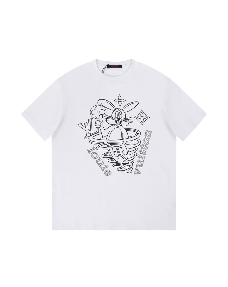 ヴィトン Ｔシャツ可愛いうさぎプリント付きお洒落ティシャツコットン製肌に柔らかいソフト通気性よい