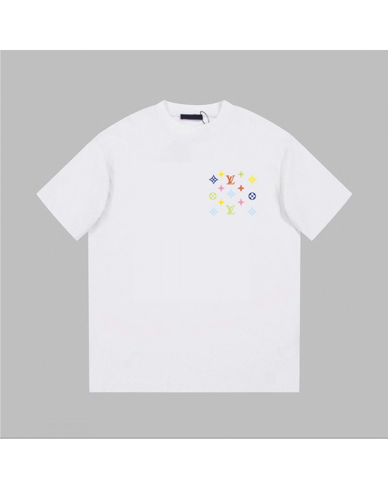 ヴィトン Tシャツ半袖ポケット付き精緻刺繍コットン製人気ティシャツ短袖ホワイト男女向け高品質高級上着