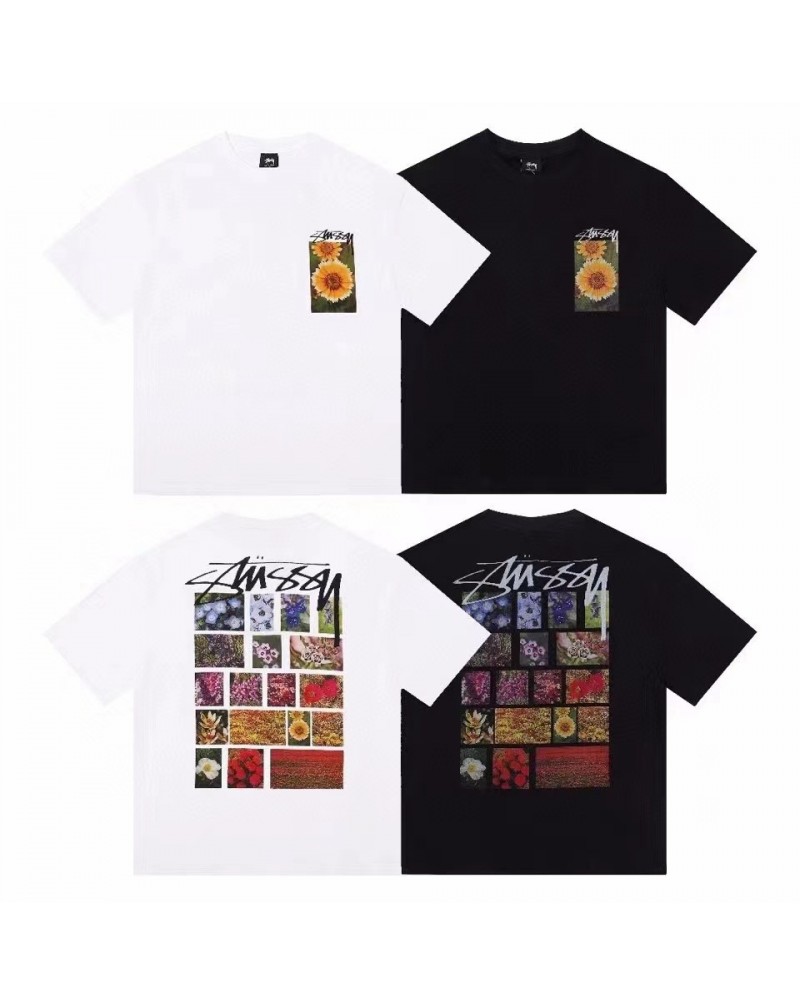 stussy Tシャツ半袖個性潮流お洒落プリントコットンティシャツトップスメンズレディース兼用