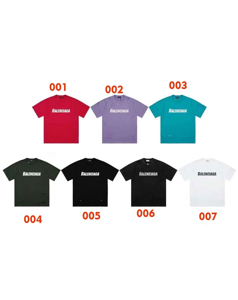 バレンシアガ Tシャツ半袖コットン人気韓国風コットン古い穴を開けるティシャツ潮流個性芸能人愛着上着カジュアルファッション感