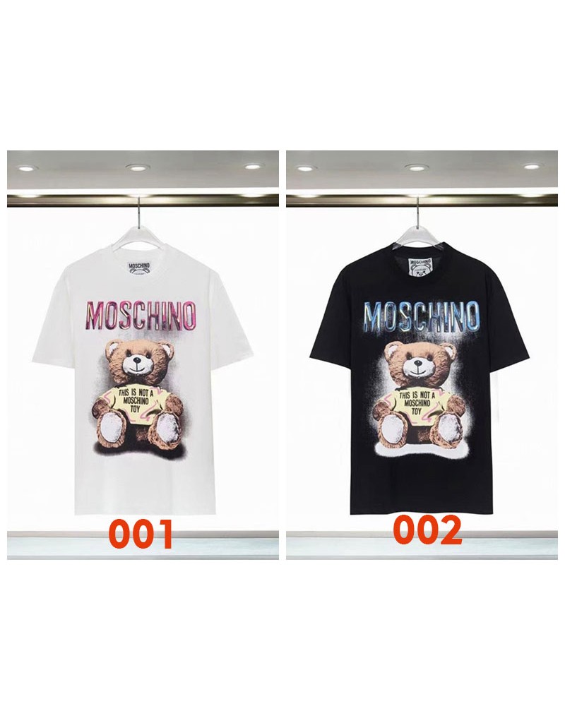 モスキーノTシャツ半袖可愛いクマちゃん付きカップル向けインキコットンティシャツ短袖