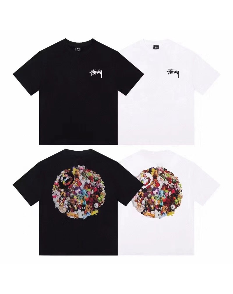 ステューシー 半袖個性潮流Tシャツ短袖お洒落玩具プリント付きファッション人気ペアお揃いコットントップス