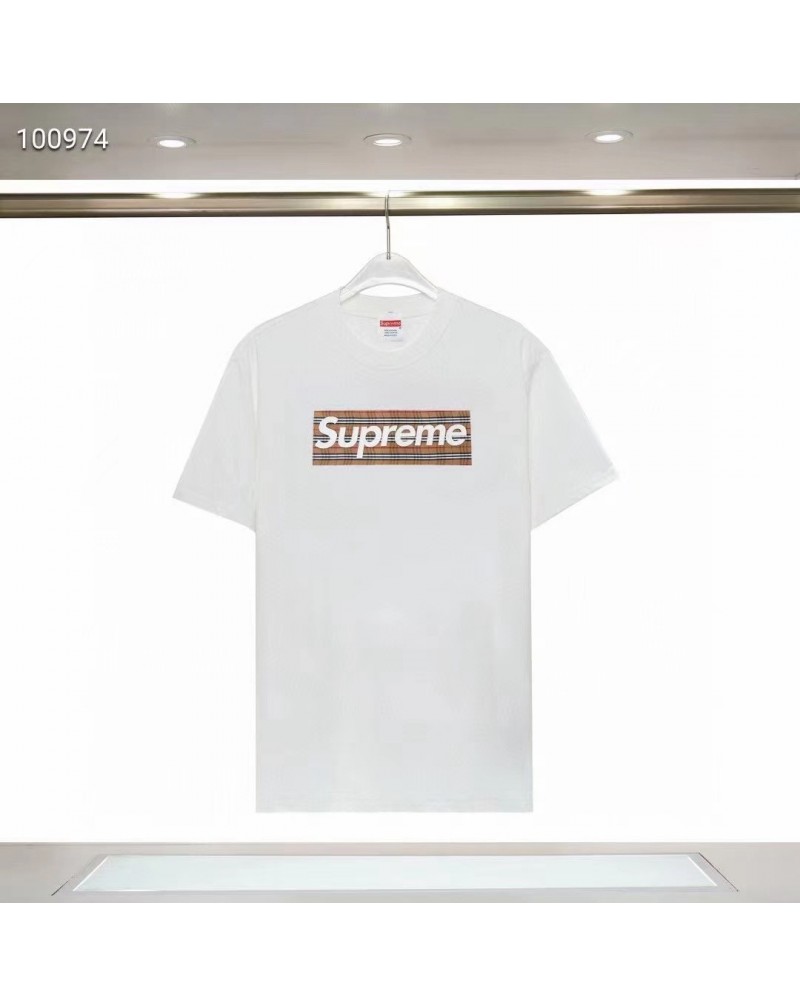 シュプリーム バーバリーコラボTシャツ半袖個性潮流人気ブランドティシャツ短袖ボックスロゴプリント