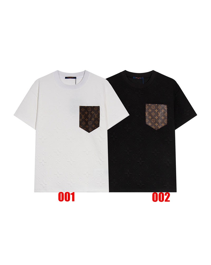 ヴィトン Tシャツ半袖レザーポケット付きファッション高級コットンティシャツトップスメンズレディース兼用お洒落モノグラム付き ヴィトン Tシャツ半袖レザーポケット付きファッション高級コットンティシャツトップスメンズレディース兼用お洒落モノグラム付き