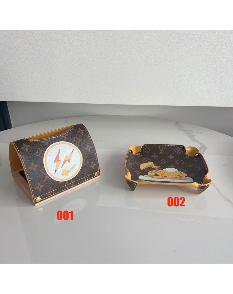 ヴィトンティッシュケース可愛いポケモン付き個性トレイ お皿レザー製お洒落モノグラム
