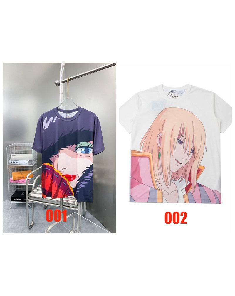 ロエベ カートンキャラクターコラボTシャツ半袖個性潮流人気ティシャツトップス刺繍メンズレディース兼用