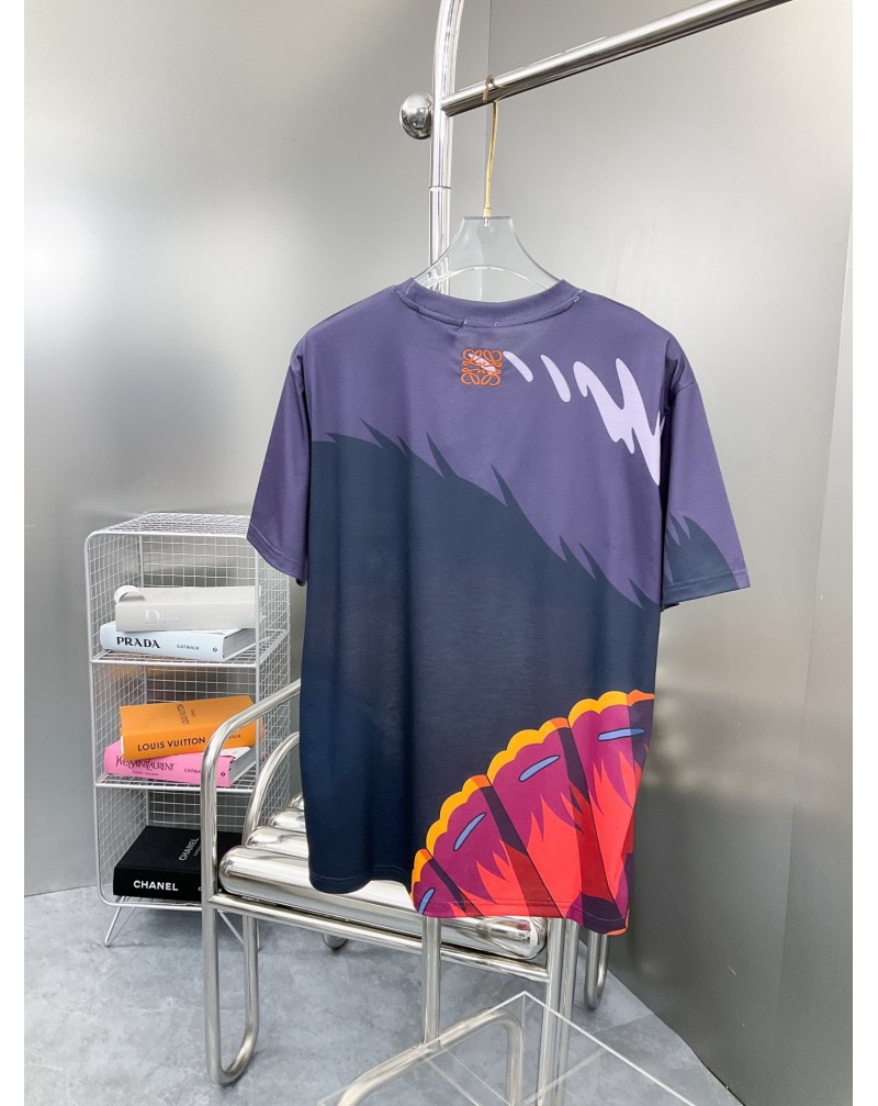 ロエベ カートンキャラクターコラボTシャツ半袖個性潮流人気ティシャツトップス刺繍メンズレディース兼用