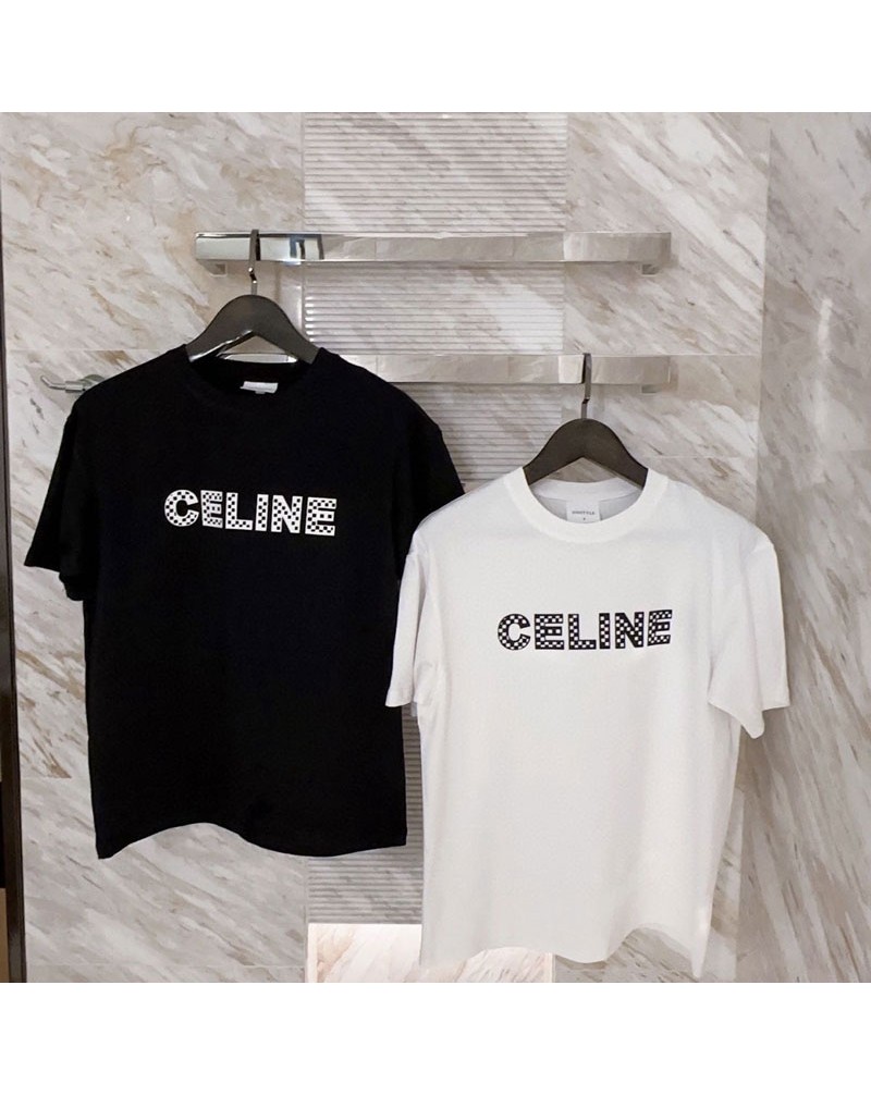 セリーヌ Ｔシャツ半袖お洒落カジュアル人気コットントップス潮流芸能人愛用立体ロゴ