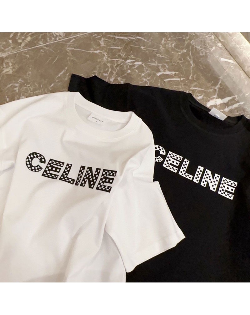 セリーヌ Tシャツ半袖お洒落カジュアル人気コットントップス潮流芸能人愛用立体ロゴ セリーヌ Tシャツ半袖お洒落カジュアル人気コットントップス潮流芸能人愛用立体ロゴ