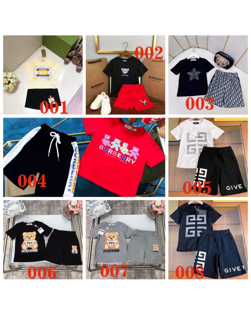 ブランド Tシャツ半ズボンセット子供向け人気コットンお洒落キッズティシャツハーフパンツ上下セット
