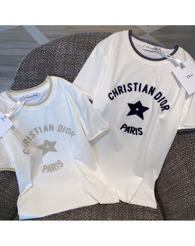 ディオール Tシャツ半袖お洒落精緻刺繍コットンティシャツトップス高級ファッション