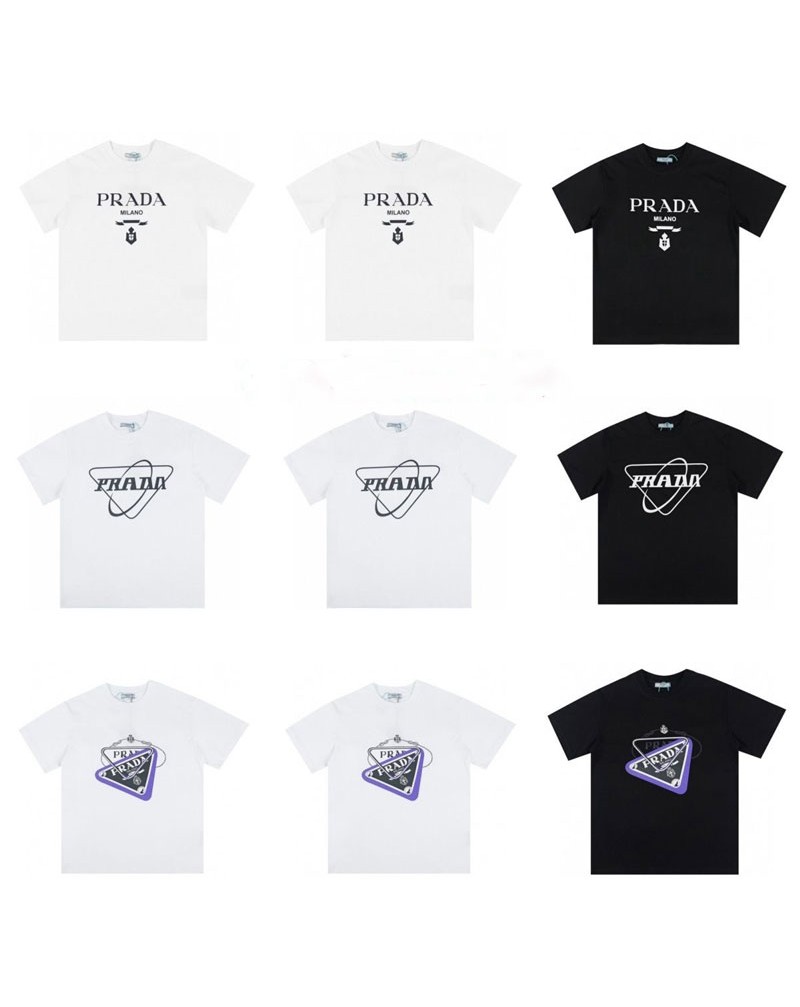プラダ tシャツ半袖コットン製人気お洒落潮流ティシャツトップスペアお揃い新作