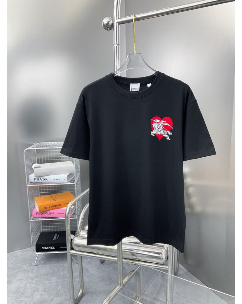 バーバリー Tシャツ半袖お洒落ペアルックガ コットンカジュアル人気ティシャツ丸首トップスバレンタイン限定