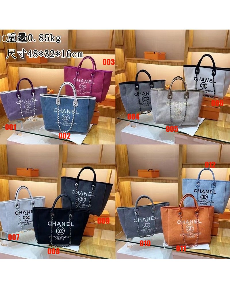 シャネル ショピングバックお洒落小香風ファッションビーチハンドバックキャンバスチェーン肩紐人気