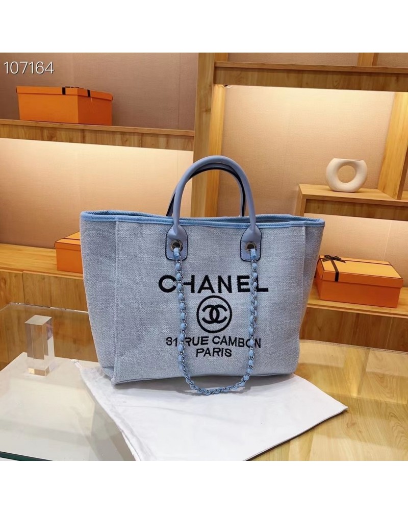 シャネル ショピングバックお洒落小香風ファッションビーチハンドバックキャンバスチェーン肩紐人気