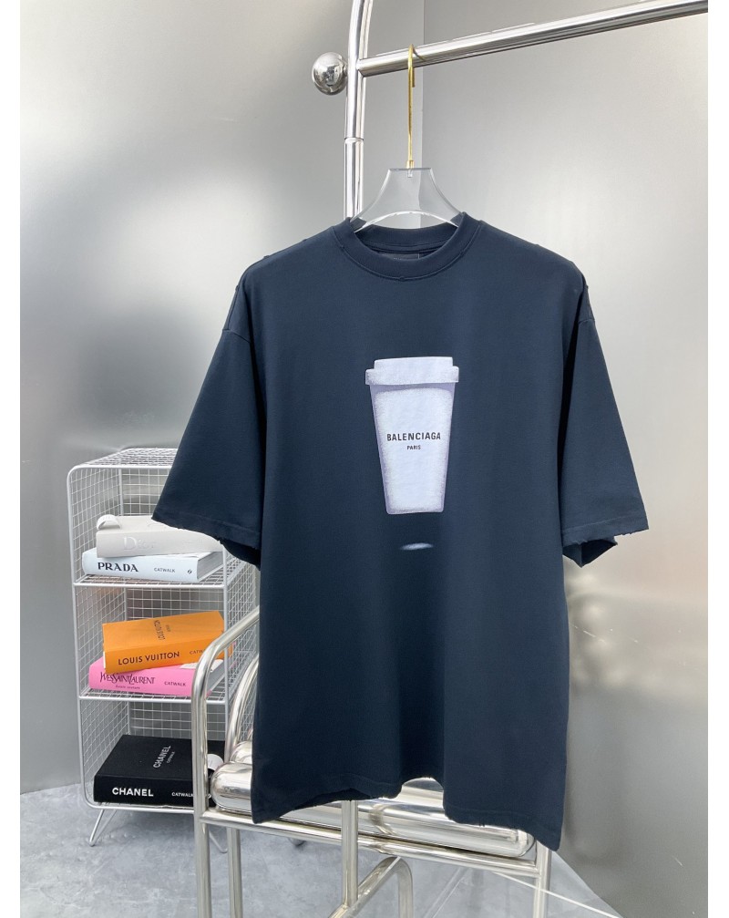 バレンシアガ Tシャツ半袖お洒落個性穴をあける韓国風ティシャツコットンティシャツペアお揃い