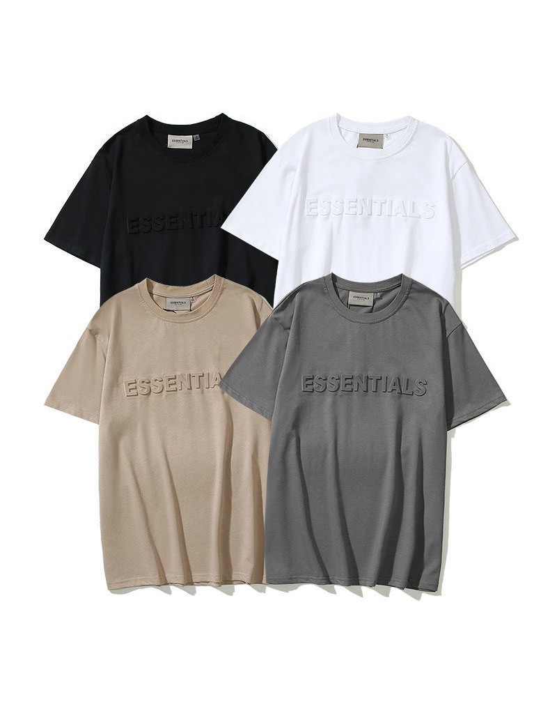 ESSENTIALS Tシャツ半袖お洒落個性立体浮き彫りティシャツコットン製トップスストリート風
